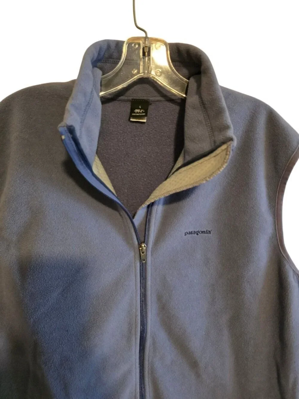 Vintage Patagonia Fleece Zip Vest Large Made In USA Blue Outerwear